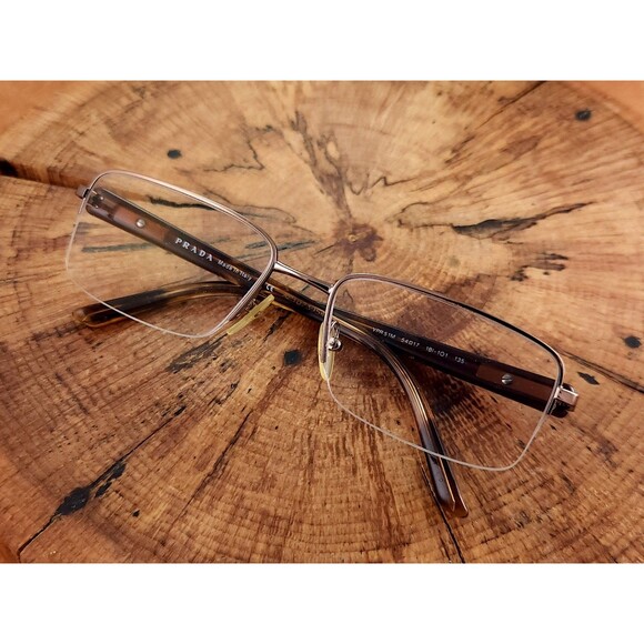 Prada VPR51M 54017 Half Rim Faux Tortoise Shell Glasses No Script Lenses - Picture 2 of 13